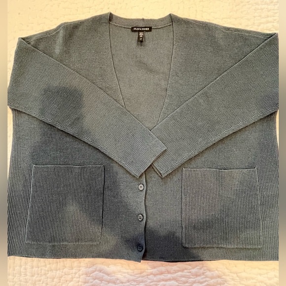 Eileen Fisher organic Linen & Cotton V-Neck Cardigan. - Picture 4 of 4